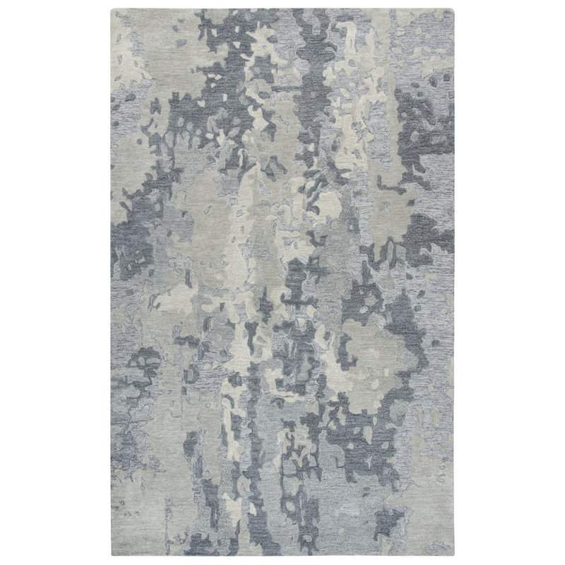 Tapis gris en laine touffeté à la main Stephenson, Rectangle de 10 pi x 13 pi
