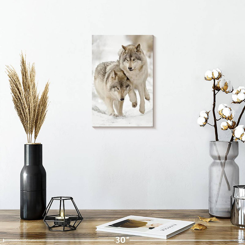 Brampt Playful Gray Wolves, 12" H x 8" W