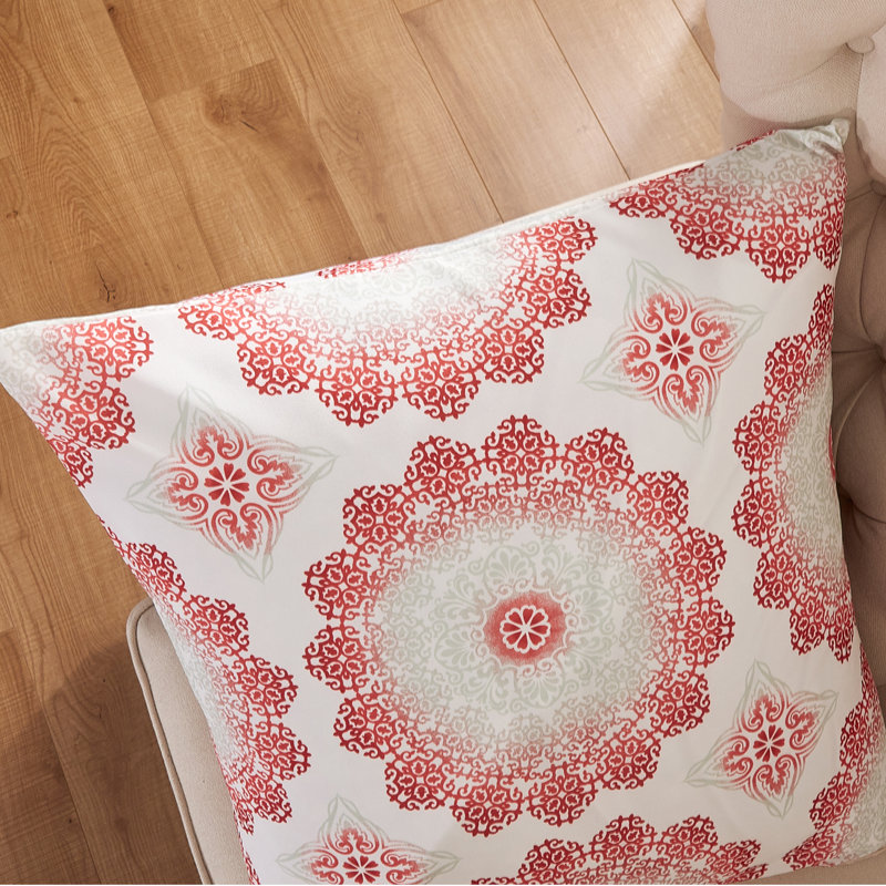 Geometric Square Euro Cushion Cover, 35.6cm x 66cm, Red Clay