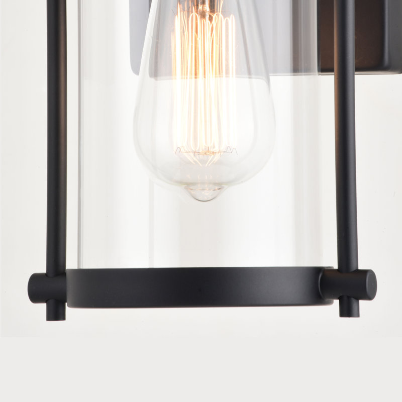 Ashien 11.5 in. H 1-Light Matte Black Dusk to Dawn Sensor Outdoor Wall Sconce, Durable Metal, Clear Glass Shade, LED Compatible for Exterior Porch Patio Front Door or Garage