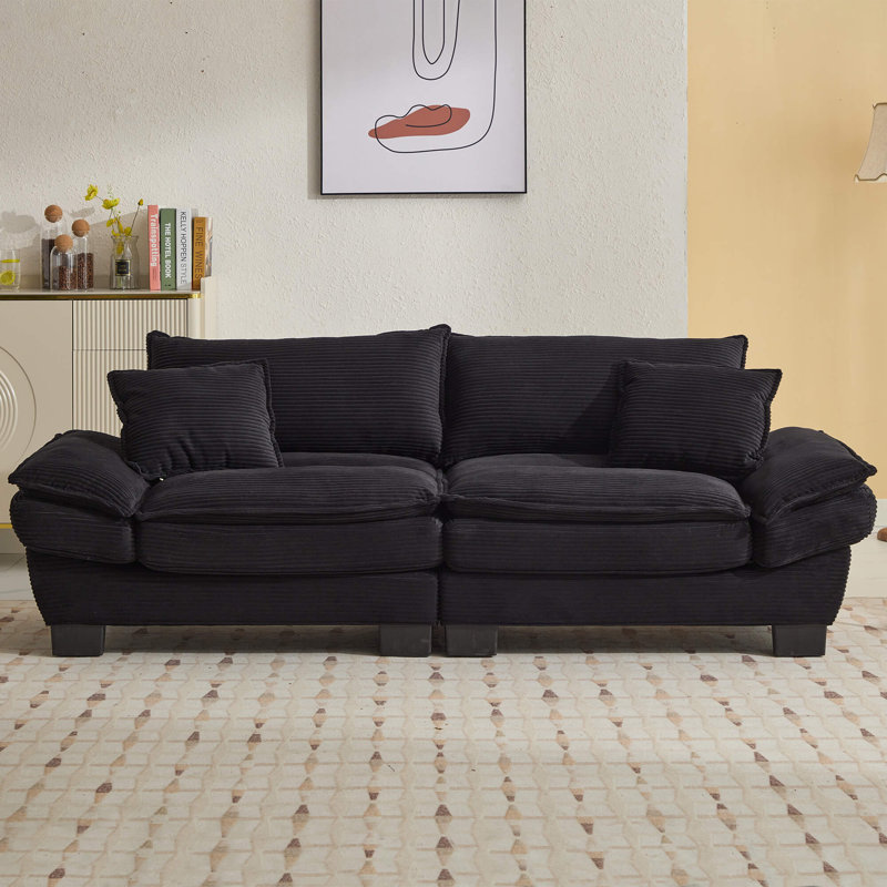 Causeuse-lit en velours Corduroy, Noir