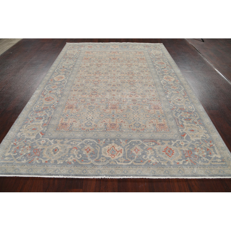 Tapis bleu clair / ivoire en laine Ziegler