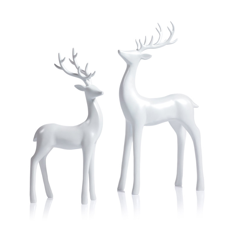 Cerf blanc perle, ensemble de 2, élégantes décorations des Fêtes