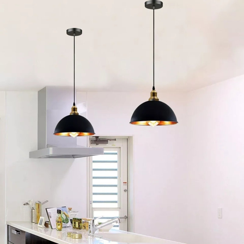 Anre 2 - Light Black And Gold Dome Pendant