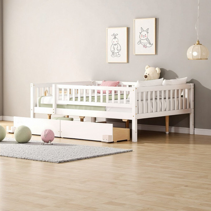 Twin Size Solid Wood Daybed with Storage Drawers - Space-Saving Sleeper Sofa, White, White, Twin