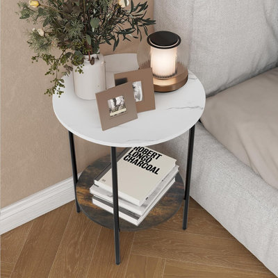 Tables de bout pour le salon - table d'appoint robuste avec structure en métal, petit canapé moderne et table de chevet, table basse ronde multifonctionnelle pour chambre à coucher, balcon, canapé, salle de sport, bureau