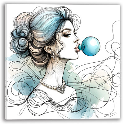 «Playful Elegance Bubble Gum», art mural sur toile tendue