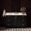 Meuble-lavabo rectangulaire simple de 55 pouces avec comptoir en marbre blanc de Carrare de 1,5 pouce d'épaisseur, finition noire.-1035592405-1035592410