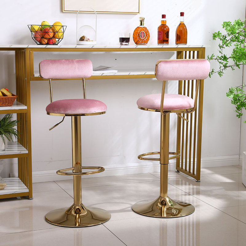 Konstantino Upholstered Counter Stool with Metal Frame, Pink