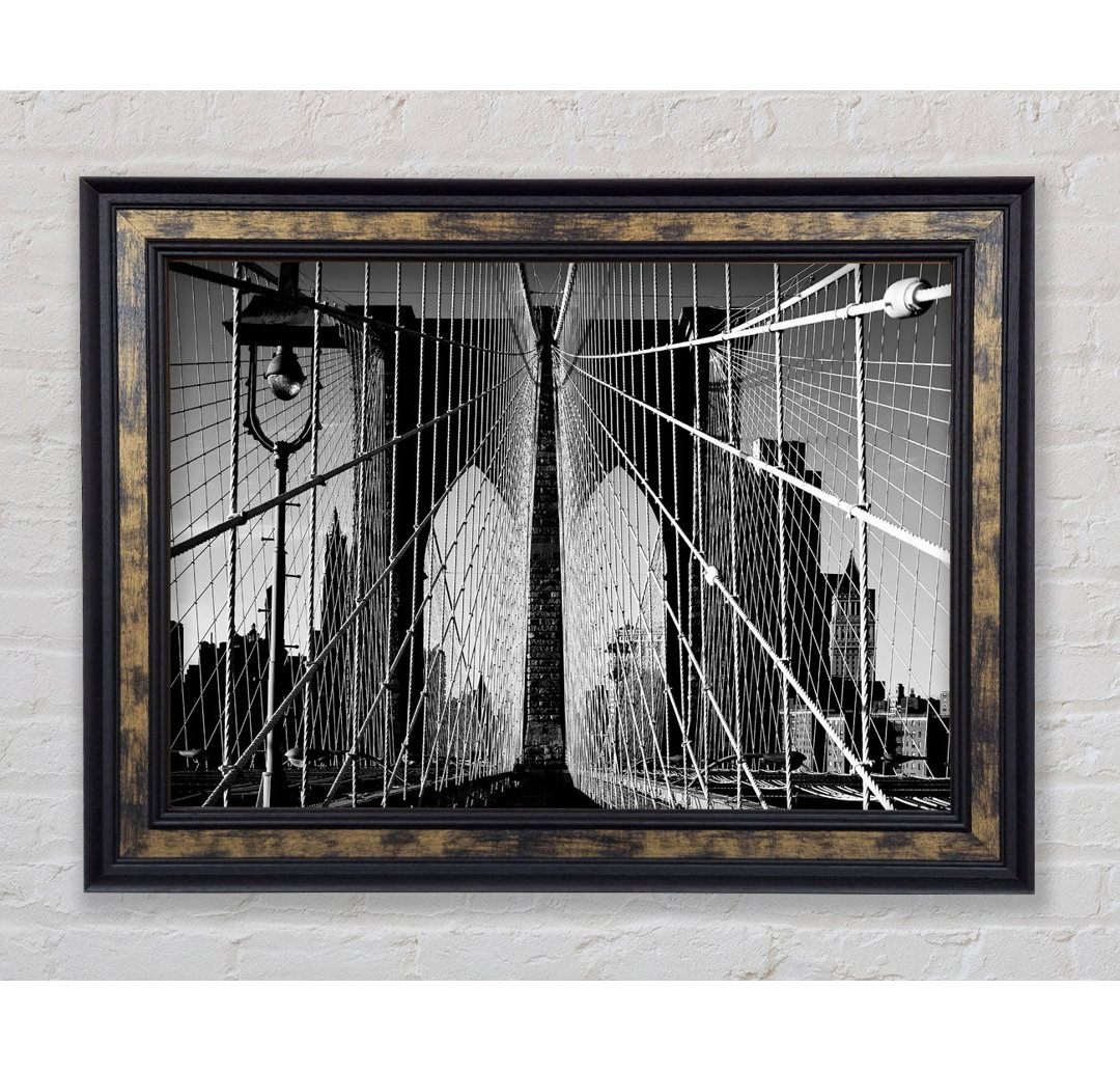 NYC Brooklyn Bridge Architect B N W - Einzelner Bilderrahmen Kunstdrucke