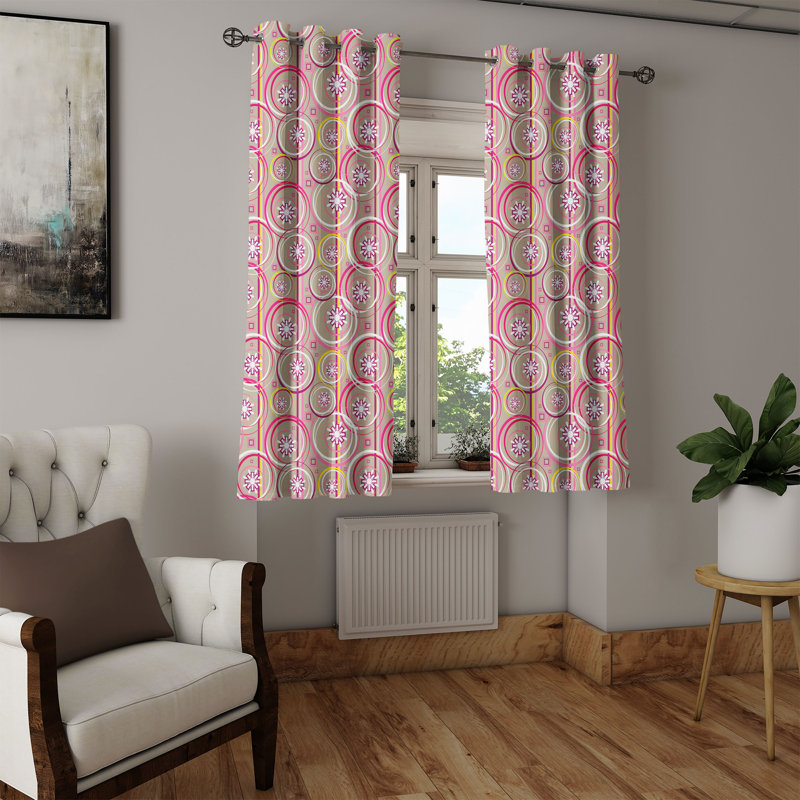 Rideau décoratif à œillets 2 panneaux Dakota Fields, brun clair, mauve, rose vif, L 50 po x L 63 po