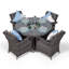 Karas 4 - Person Patio Dining Set Umbrella Hole Included Round Table with Cushions Included-39926002