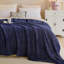 Navy Blue Geometric Flannel Blanket, Soft Plush Throw For Sofa & Bed, Cozy Warm Blanket For Bedroom Living Room, Machine Washable-125360324