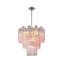 Lustre moderne en verre texturé rose 23 po en nickel poli élégant à plusieurs niveaux pour salle à manger ou lieu de mariage-1687751201-1687751200