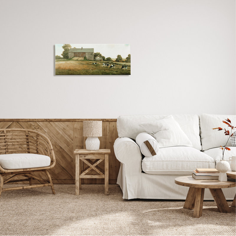 Vaches traditionnelles qui paissent par Ray Hendershot, H 13 po x l 30 po x P 1,5 po