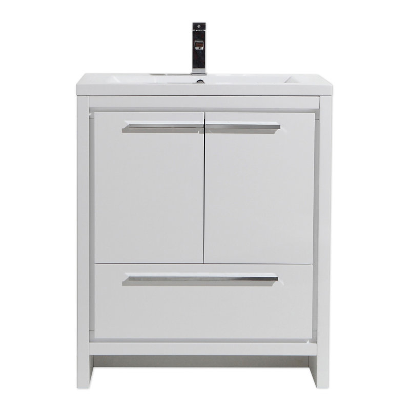 Ensemble de meuble-lavabo simple 29,5 po Ninel, Blanc très luisant