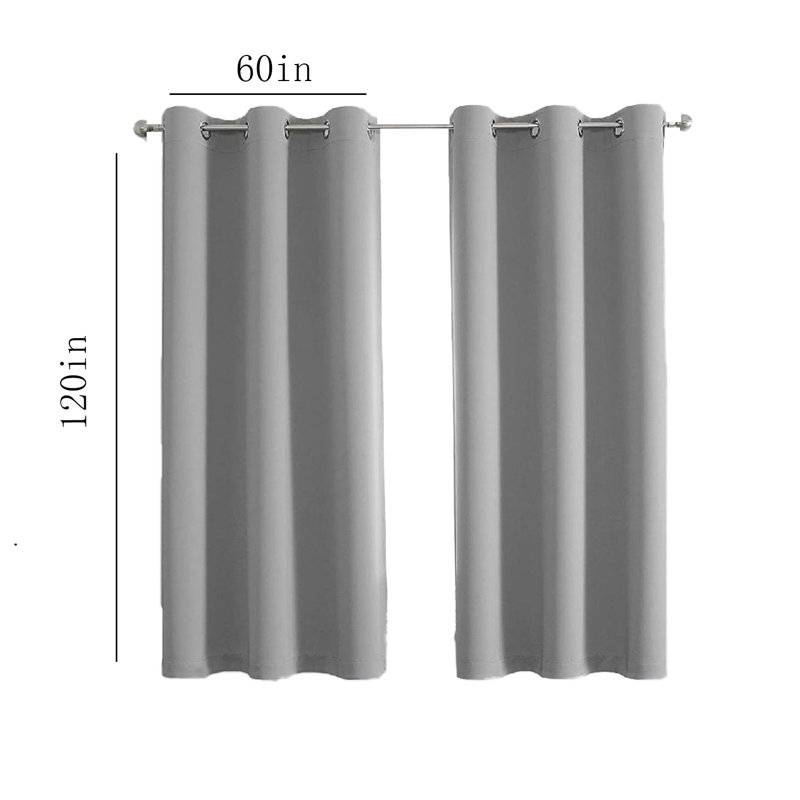 Paire de rideaux occultant avec œillets 54 po x 84 po, Gris foncé, L 54 po x L 84 po