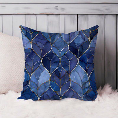 Abstract Blue Geometric Pattern III Pillow Cover