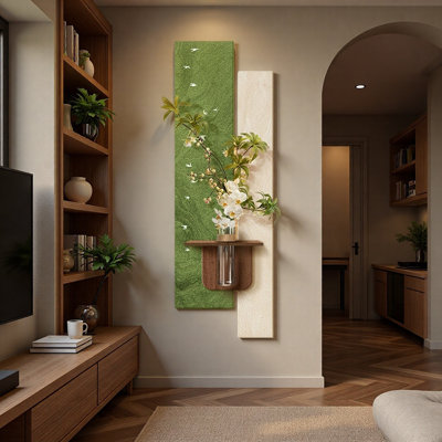 Présentoir de plantes vertes hydroponique en grès tridimensionnel de style médiéval avec peintures murales illuminées