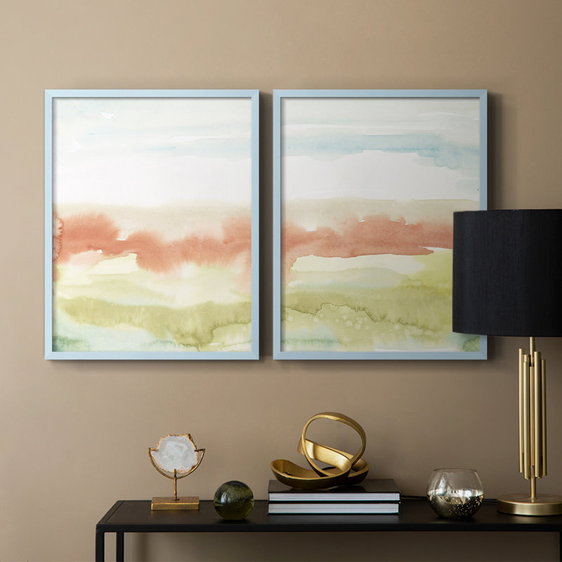 «Blush Sunrise I», reproduction encadrée de qualité supérieure - prête à être accrochée - aucun clou requis - aucun clou requis