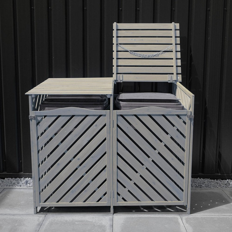 Aleyiah Wooden Double Bin Store, Gray