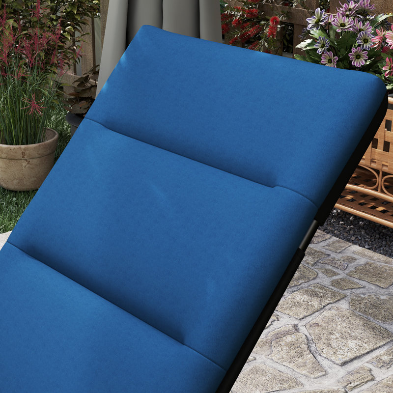 Chaise longue pliante avec coussin, dossier réglable , Bleu