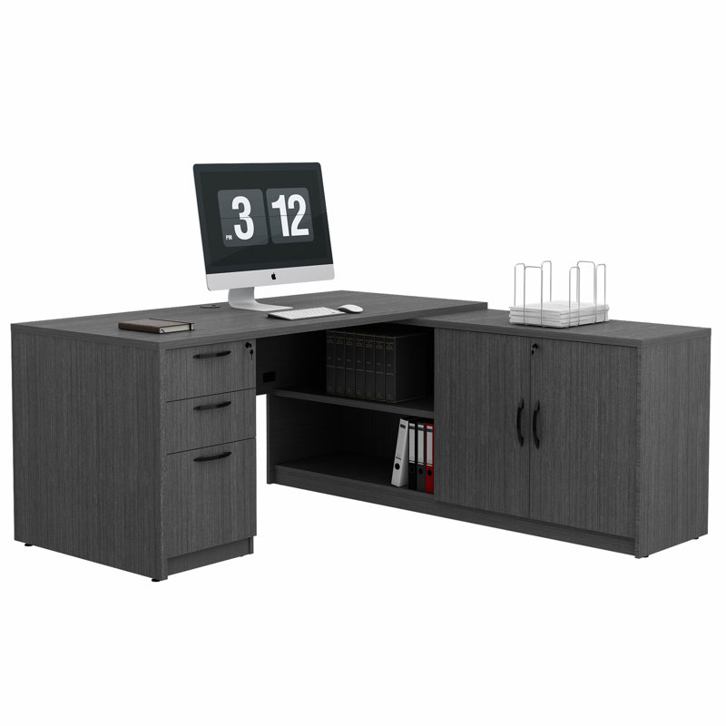 Gitana L-Shaped Executive Desk, Gray