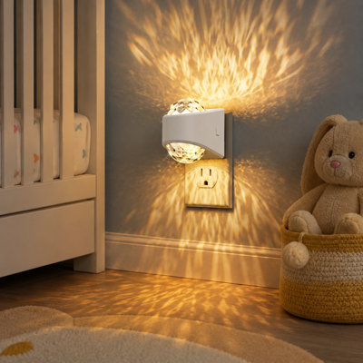 Plug-In LED Projector Night Light with Dusk-to-Dawn Sensor, Adjustable Brightness and 3000K Soft White Glow for Bathroom, Bedroom, Hallway, Party and Home Decor