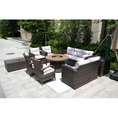 Omied 9 - Person Patio Conversation Set with Cushions