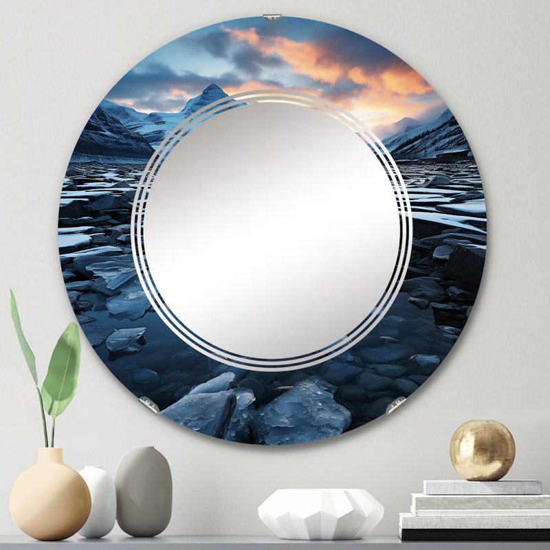 Drumlough - Miroir mural paysager rond, 24 po x 24 po
