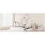 Grand lit plateforme en bois avec garde-corps et 2 tiroirs, blanc
