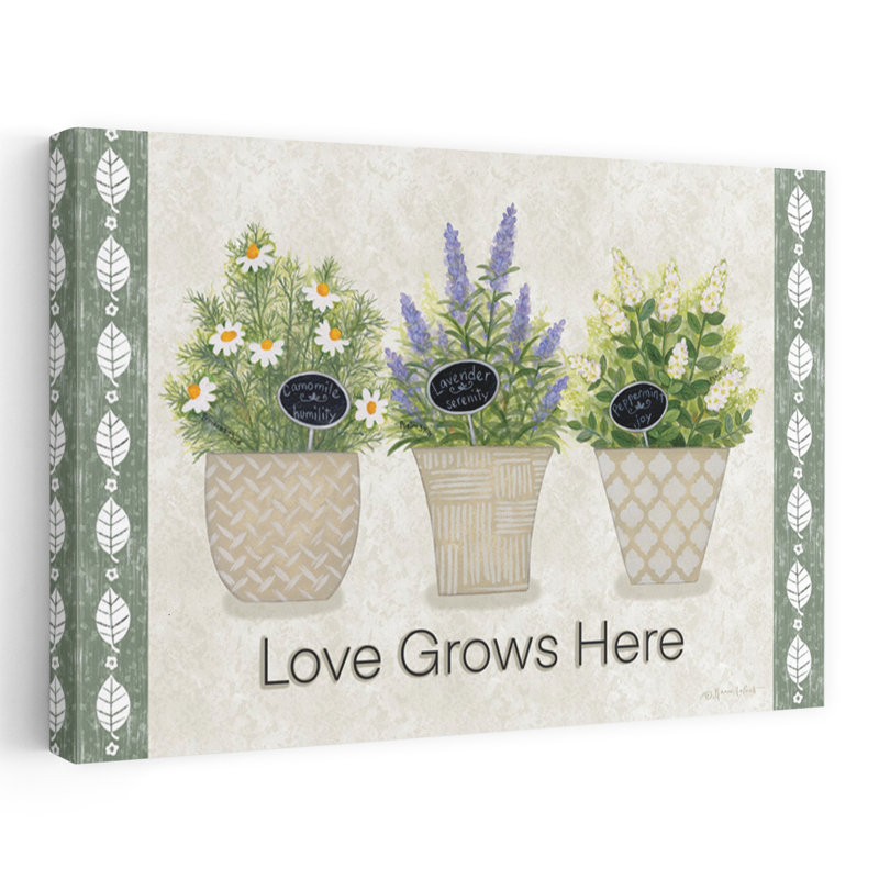 Love Grows Here Modern Abstract Lavender Nature Art, 16" H x 24" W
