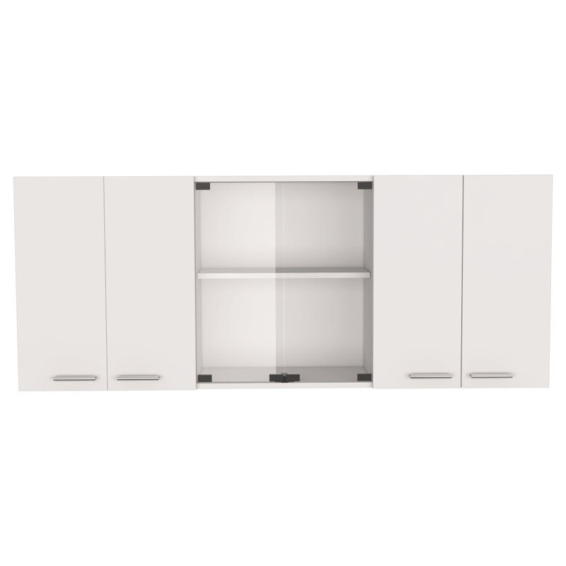 Vaisselier mural 59 "en bois blanc avec six portes 59"