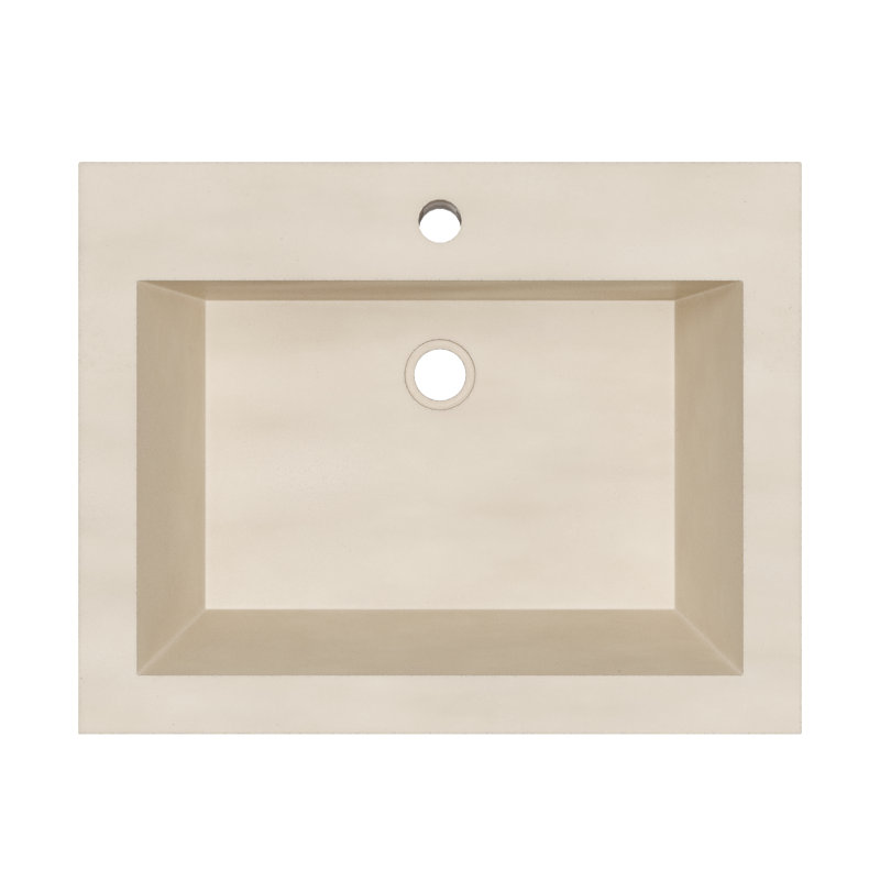 Natoma 24" Wall-Mounted Concrete Rectangular Bathroom Sink, Sand, Single-Hole Faucet
