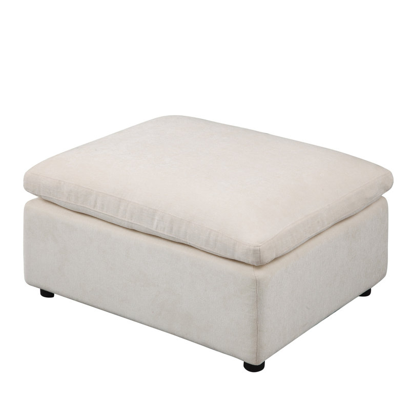 Canapé modulaire en chenille beige - sièges réglables, conception élégante avec table mobile polyvalente et pratique