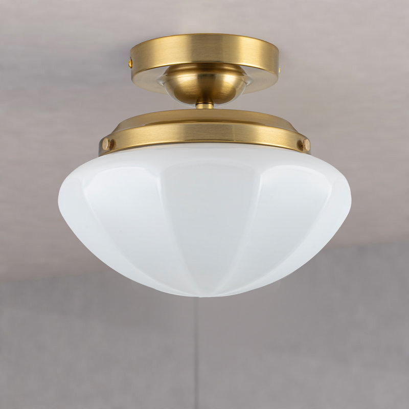 Semi Flush Mount with White Schoolhouse Glass