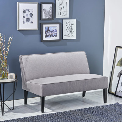 Revêtement en tissu gris de 50 po de long, structure en bois massif pour la durabilité, lin doux, conception contemporaine de votre espace, assise en lin confortable, moderne pour améliorer l'esthétique de la maison