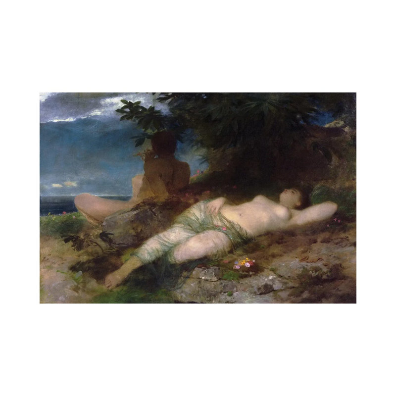 Nymph and Satyr (1871) - Reproduction d'art mural - Toile tendue, H 8 po x l 12 po, Wrapped Canvas, Ne s’applique pas