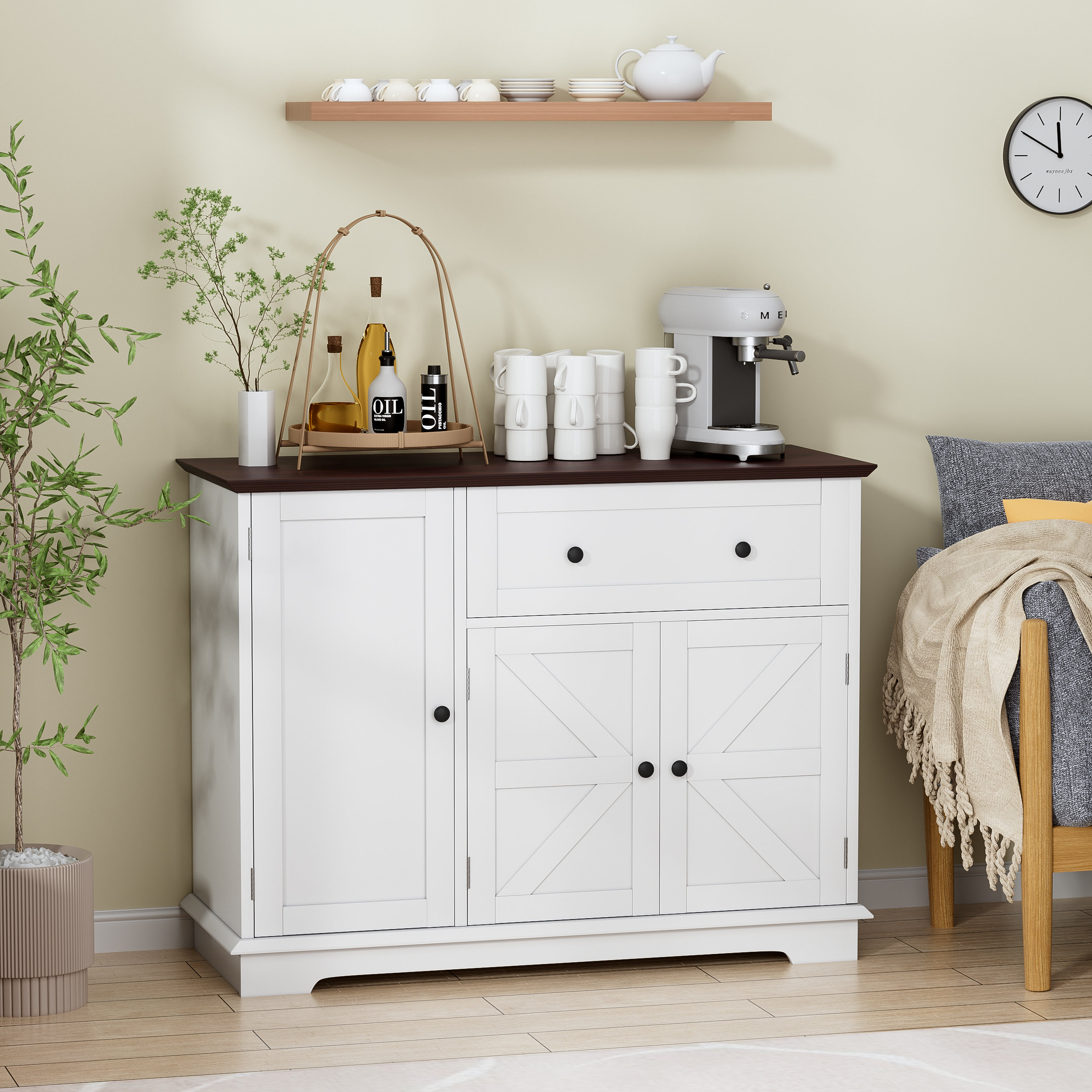 Gracie Oaks Azelyn Farmhouse Buffet Cabinet with Storage | Wayfair