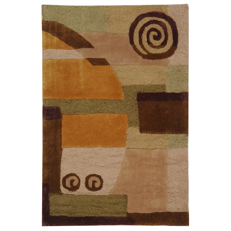 Charbonneau Drive Hand Tufted Wool Abstract Rug, Rectangle 5' x 8'