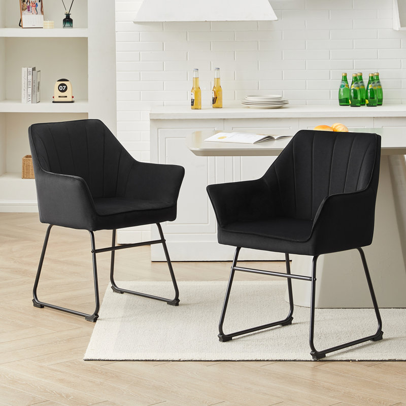 48cm H Upholstered Metal Armchair, Black