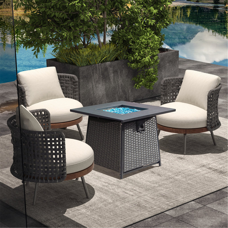 Rectangle Metal Fire Pit Accessory, 24.41" H x 28" W x 28" D
