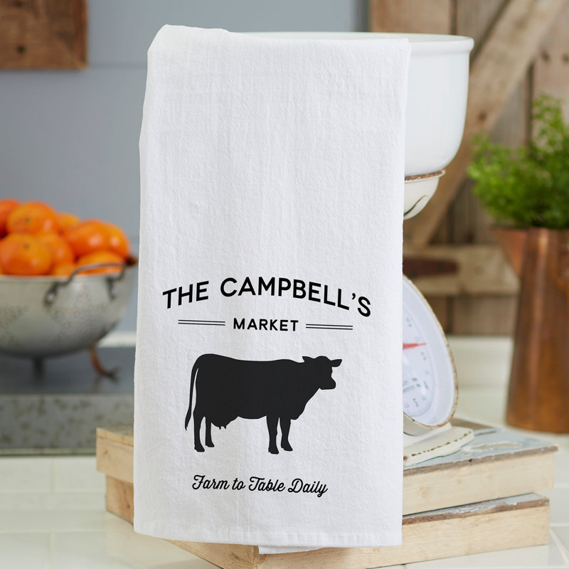  Farmhouse Kitchen Personalized Flour Sack Towel, Yes