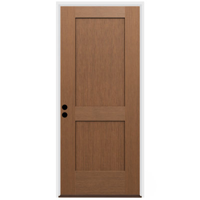 Porte extérieure à 2 panneaux en fibre de verre sapin avec poignées de 4-9 / 16 po