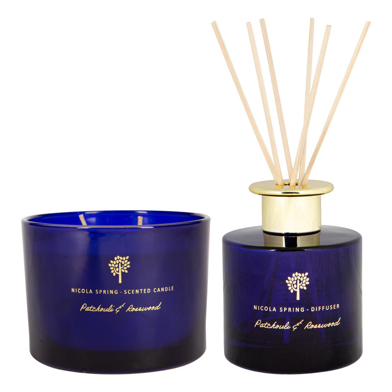 Nicola Spring - Scented Candle & Reed Diffuser - 350g - Patchouli & Rosewood
