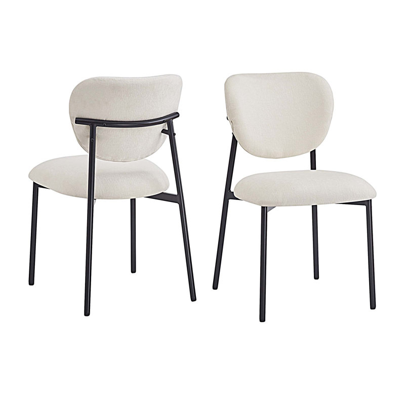 Chaises de salle à manger rembourrées avec pieds en métal, beige