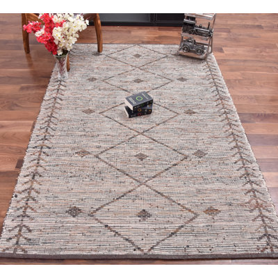 Tapis beige/gris fait main Brunell