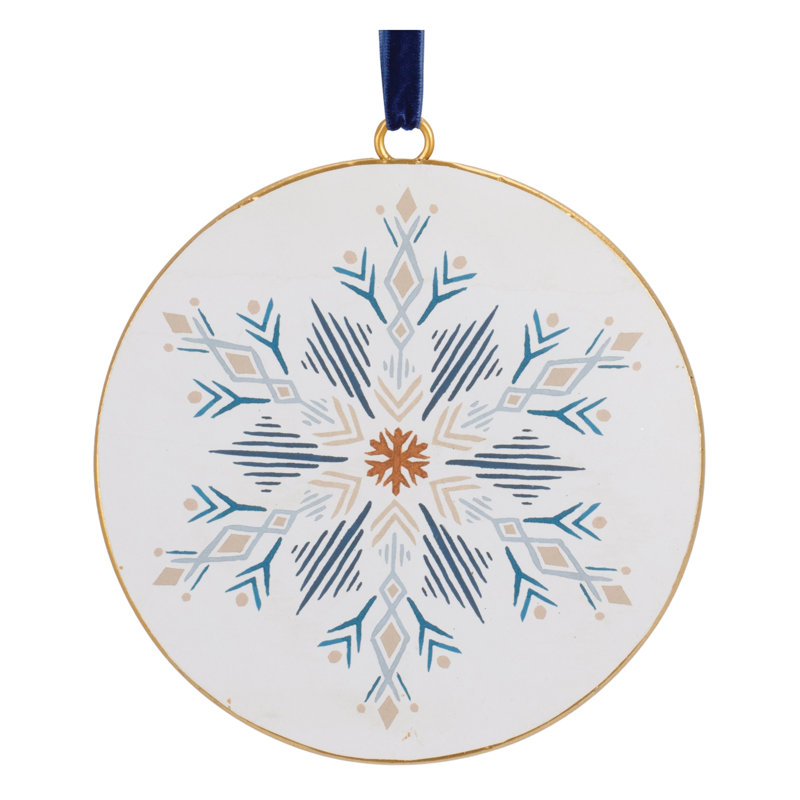 Metal Modern Snowflake Disc Ornament (Set of 12)