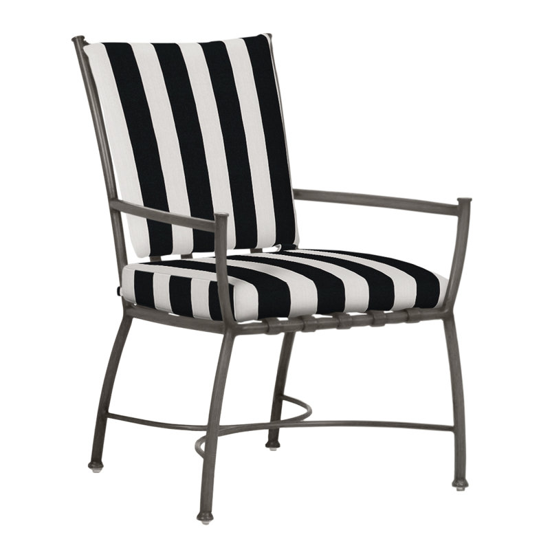 Chaise avec accoudoirs en aluminium Majorque, Pas de soudure, Sunbrella® ‑ Cabana à rayures minuit