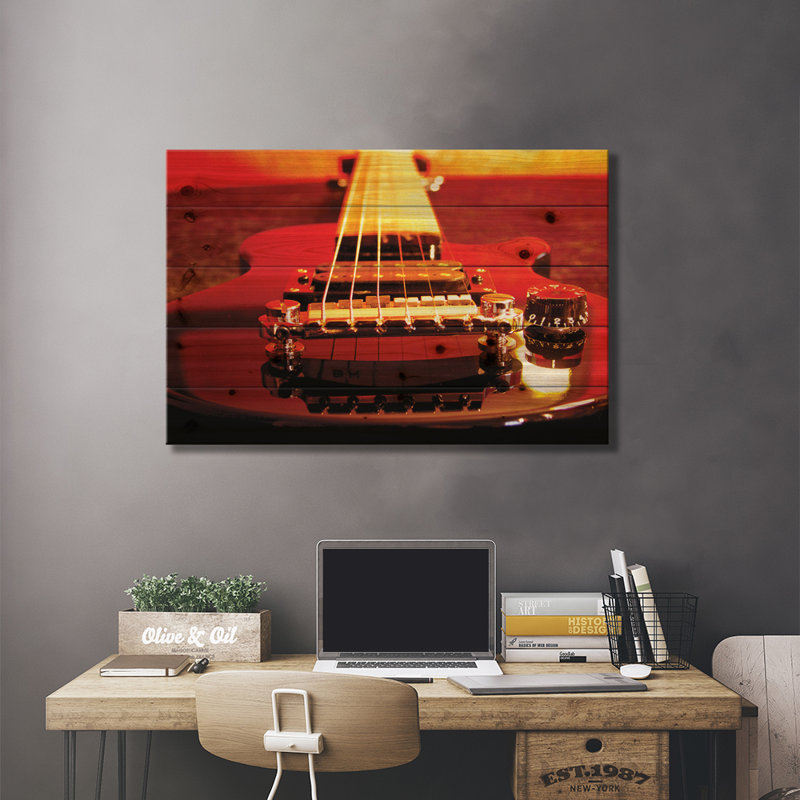 Guitare électrique - Impression sur bois sans cadre, L 26 po x H 18 po
